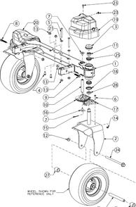 Front Axle Diagram and Parts List for Z-FORCESX48KW (17AIDGJB010)(2016) Cub Cadet Lawn Tractor